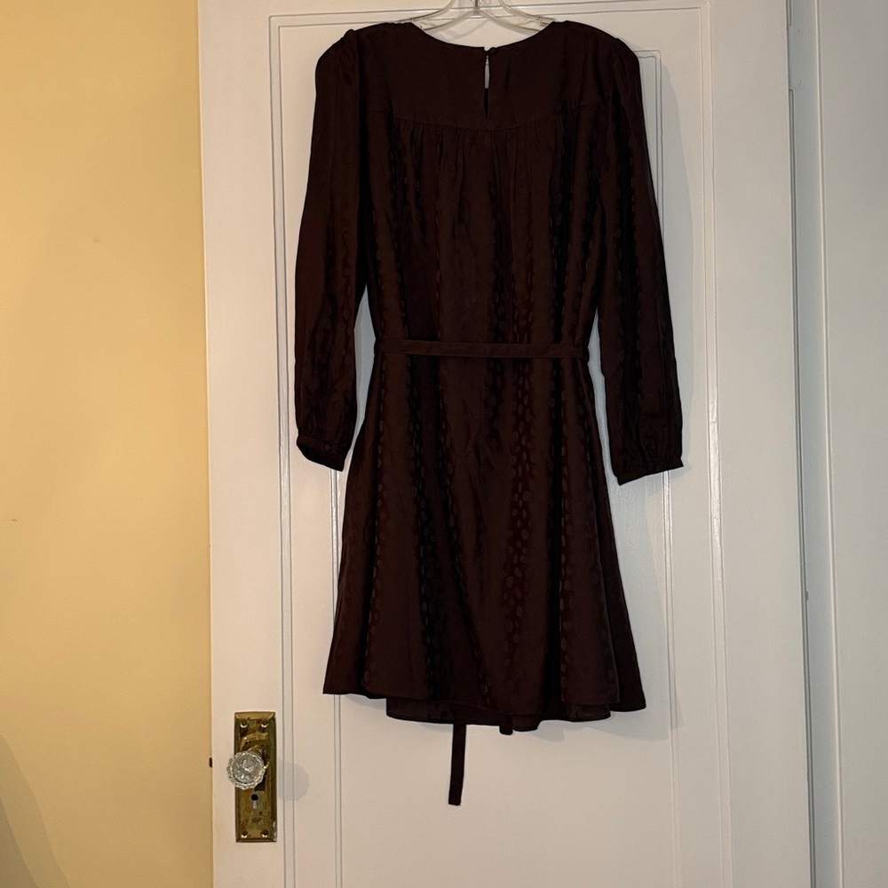 Ann Taylor Dark Brown Long Sleeve Dress with Cloth Belt Size L - Picture 5 of 5